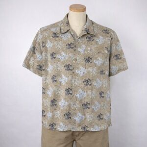 Columbia Hawaiian Crab Print Button Up Shirt Large